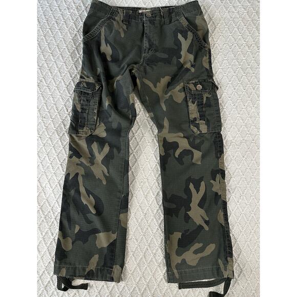Rip Stop Men's Camo Cargo Pants Size 32x32 Cotton Utility Military Style - Picture 1 of 6